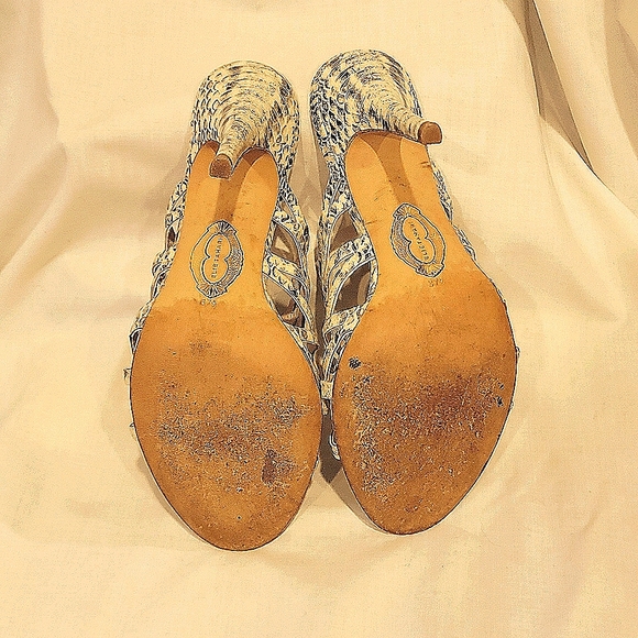 ElieTahari Stiletto Sandals Leather Snake Print - Picture 3 of 6